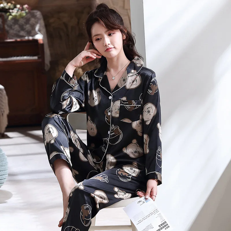 

Long Sleeve Sleepwear Sleep Set Womens Nighty Robe Pajamas Suit Spring Nightgown Shirt Pants Lounge Nightshirts Home Clothing