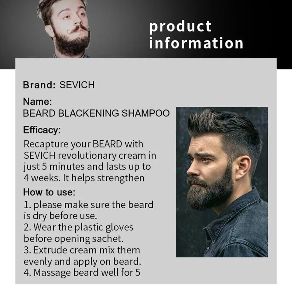 

5Mins Blackening Beard Shampoo Dye Beard Into Black Beard Removal 15ml Blackening Faster Coloring Herb Natural Grey O4R8