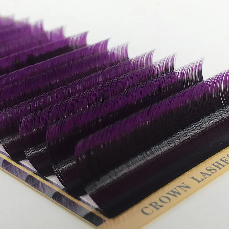 CrownLash 2tone color Ombre Фиолетовый C D-0.10 0,15 7-15 мм двойной цвет фиолетовый объем наращивание ресниц