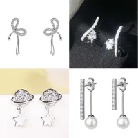 Wholesale 20pcs/lot DHL Shipping Latest Design 100% Real 925 Sterling Silver Earrings CZ Crystal Women Quality Jewelry 210928-3