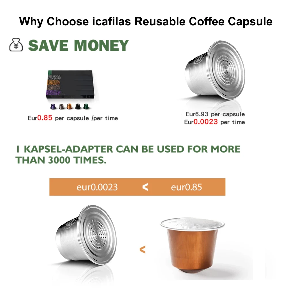 Icafilas многоразовые кофейные капсулы для Nespresso из нержавеющей стали фильтры чашка