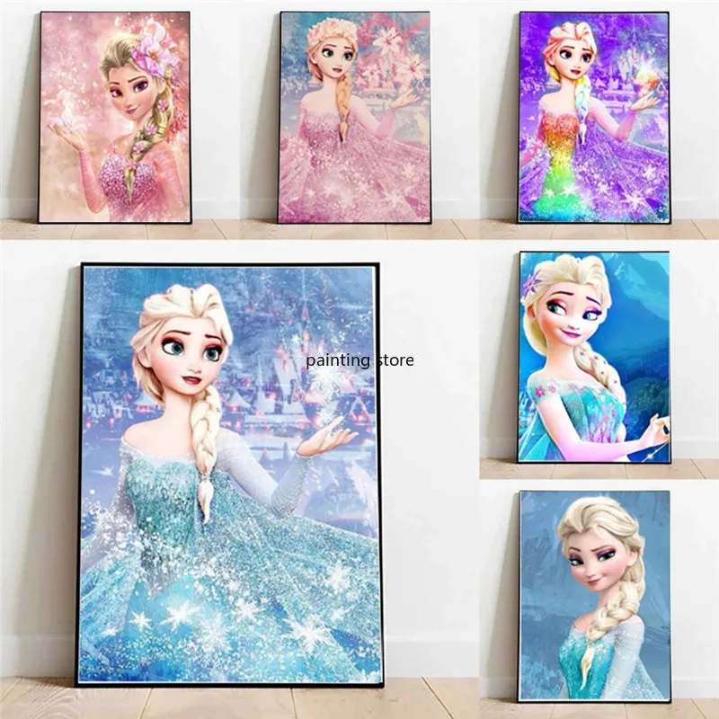 

5D Diy Full Diamond Painting Disney Movie Frozen Anna and Elsa Mosaic Painting Diamond Embroidered Cross Stitch Kits Room Decor