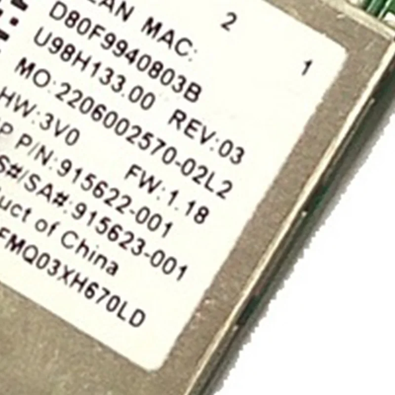 

RTL8822BE 43, Bluetooth 4,0, SPS: 915623-001