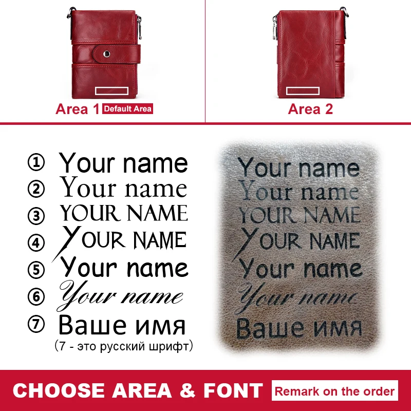 Кошелек из натуральной кожи с Rfid защитой и бесплатной гравировкой|Женские