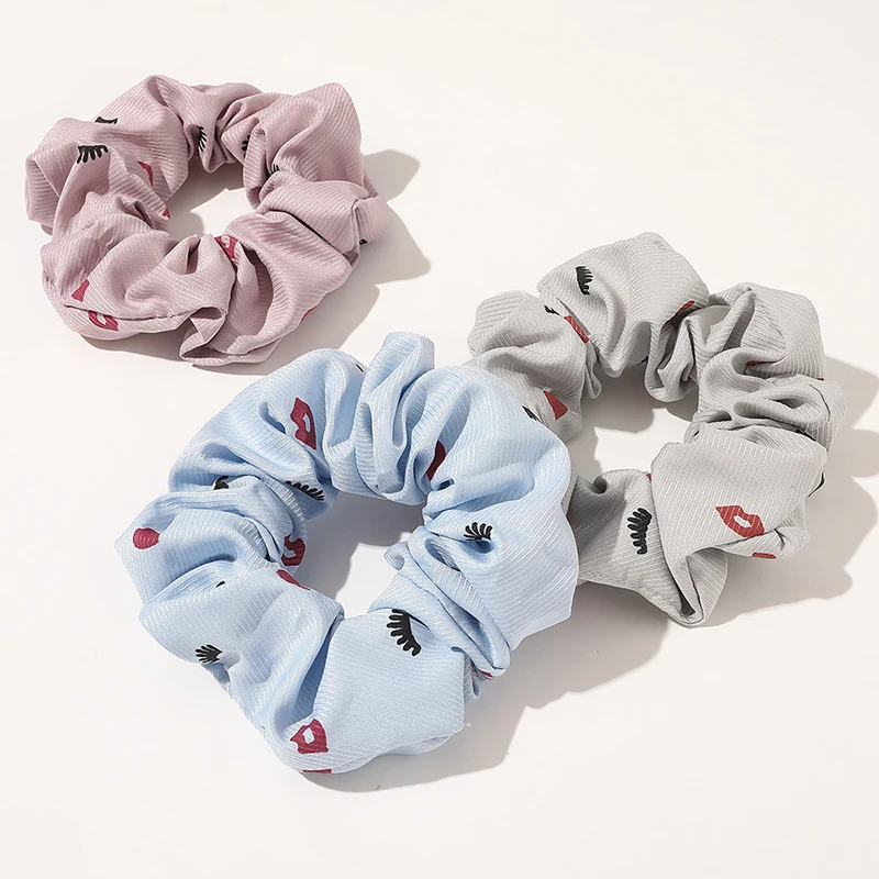 Корейские женские резинки для волос с принтом губ и ресниц эластичные красивые