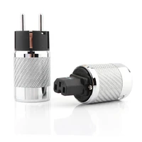 high quality one pair rhodium plated us power cable plug iec carbon fiber metal chassis connector female male hifi power plugs