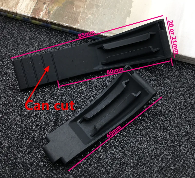 20 мм 21 черный натуральный силиконовый резиновый ремешок для часов Ремешок