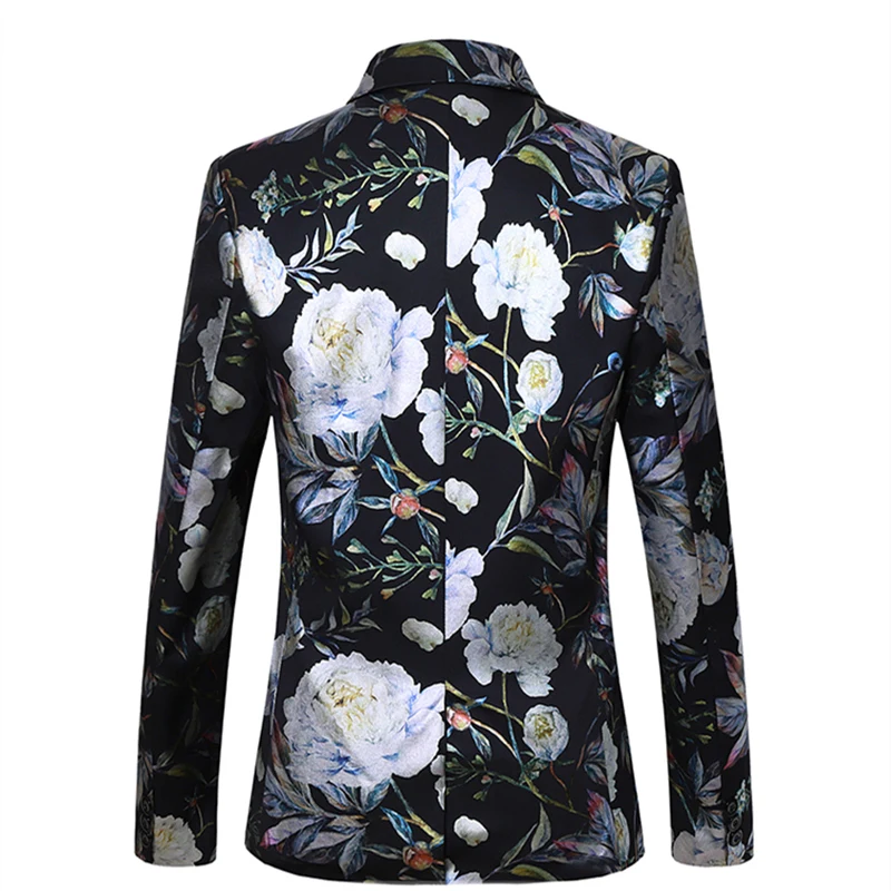

High-end Fashion Personality Floral Blazer Jacket New Trendy Slim Fit Mens Printed Blazers 6XL Nightclub Stage Costumes Q859