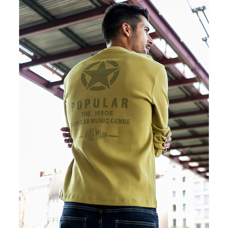 Толстовка KUEGOU Мужская стрейчевая хлопковая одежда свитшот с принтом сзади