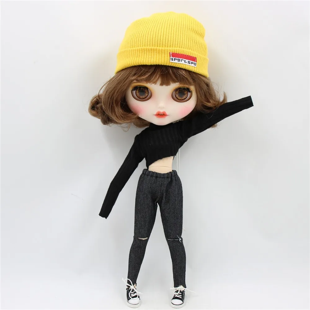 Ледяная фабрика blyth кукла 1/6 bjd белая кожа тела короткие каштановые волосы, новое матовое лицо с зубами, 30 см BL9158