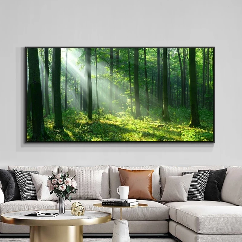 

Green Tree Poster Forest Landscape Canvas Painting Nature Sunshine Wall Art Pictures for Home Decor Scandinavian Prints Cuadros