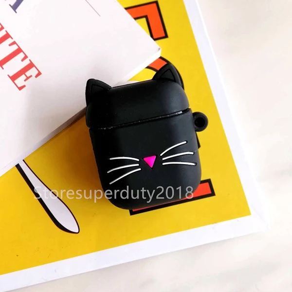 Мультяшный для airpod беспроводной Чехол для наушников для Apple AirPods 2 Силиконовый чехол для зарядки наушников Защитный чехол для AirPods - Цвет: Blackbeardcat