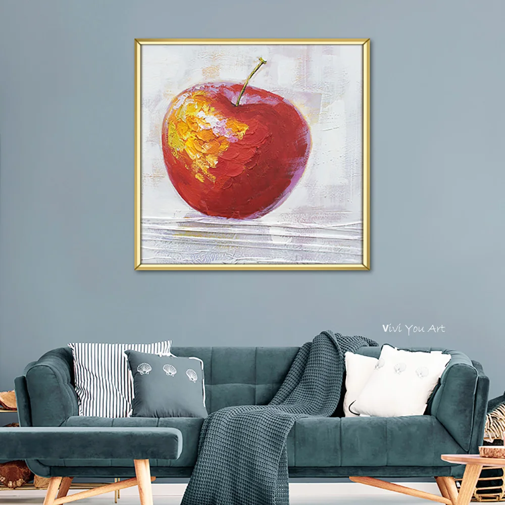 Koop Abstracte Rode Apple Canvas Schilderij Wall Art Handgemaakte Poster Foto Decoratieve Schilderkunst Woonkamer Home Decoratie