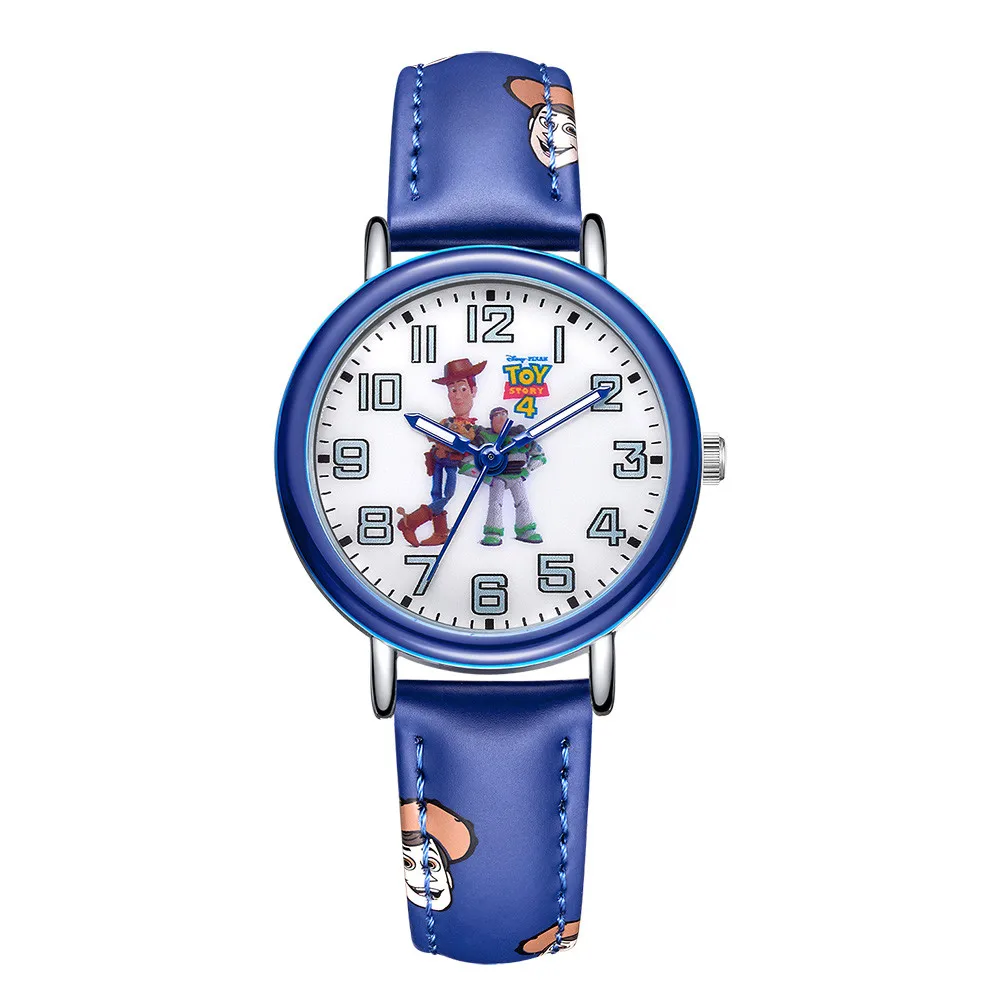 Disney оригинальная игрушка История PIXAR Woody Buzz Lightyear дети детство друг кварцевые часы PU Группа водонепроницаемые часы подарок для детей - Цвет: Dblue-opp bag