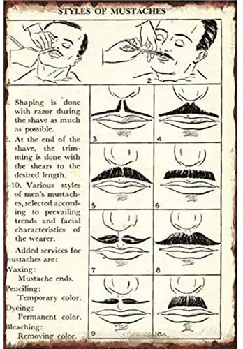 

Decorative Metal Signs Wall Hanging Poster Plaque,Man Cave Decor Bar Pub Club Wall Home Decor Styles of Mustaches 12" x 18"