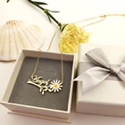 Ожерелье с маргариткой DODOAI, цветочные украшения, ожерелье с цветком родов, персонализированный подарок, подарок для нее, искусственное название украшения
