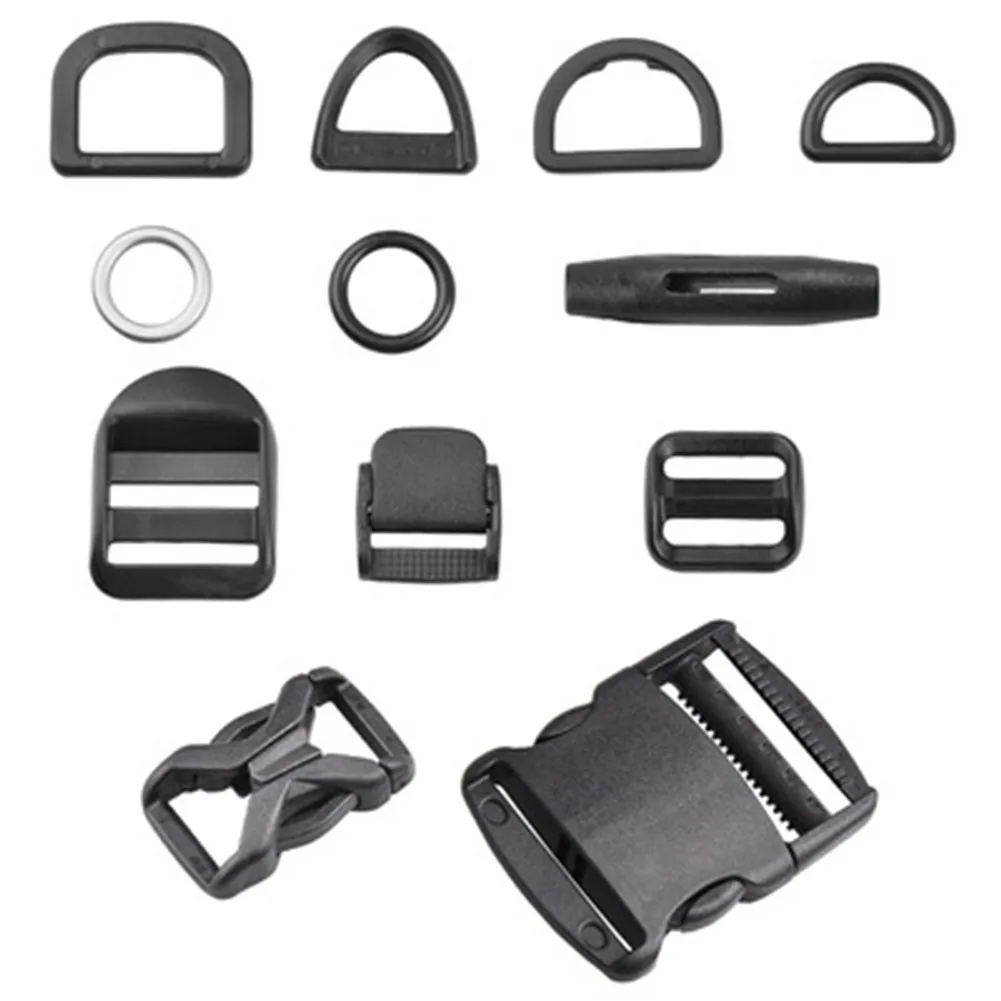 

Outdoor Camping Buckles For Paracords Bracelets Black Side Release Buckles Straps Slider D Ring For Hiking Picnic Equipment Part