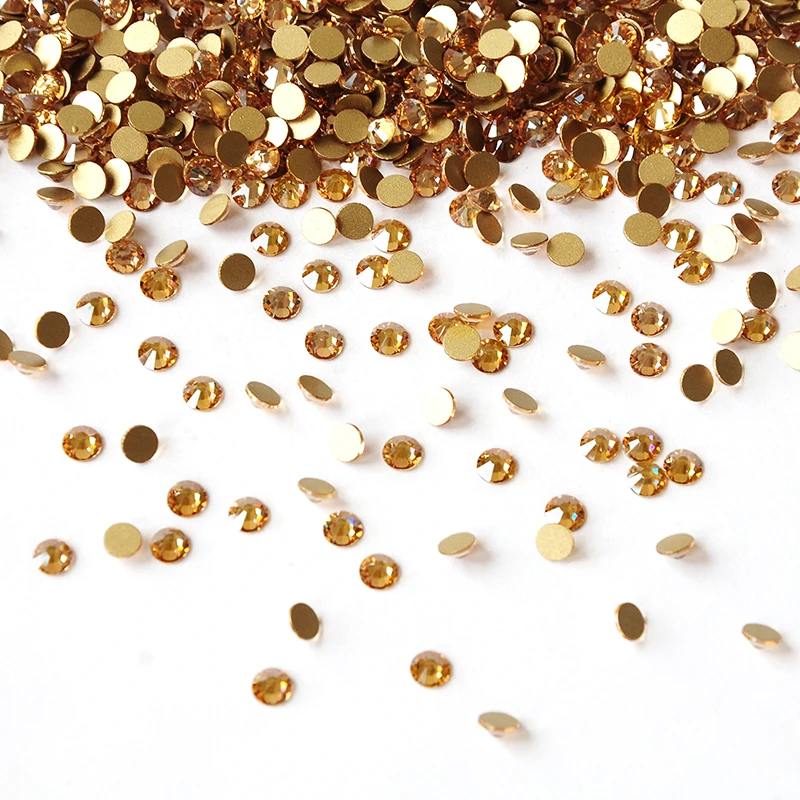 Стразы для украшения ногтей с плоской задней поверхностью золотыми тенями |