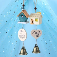 lovely resin wind chime pendant creative cartoon bird house hanging wind bell windchimes birthday gifts garden home decoration