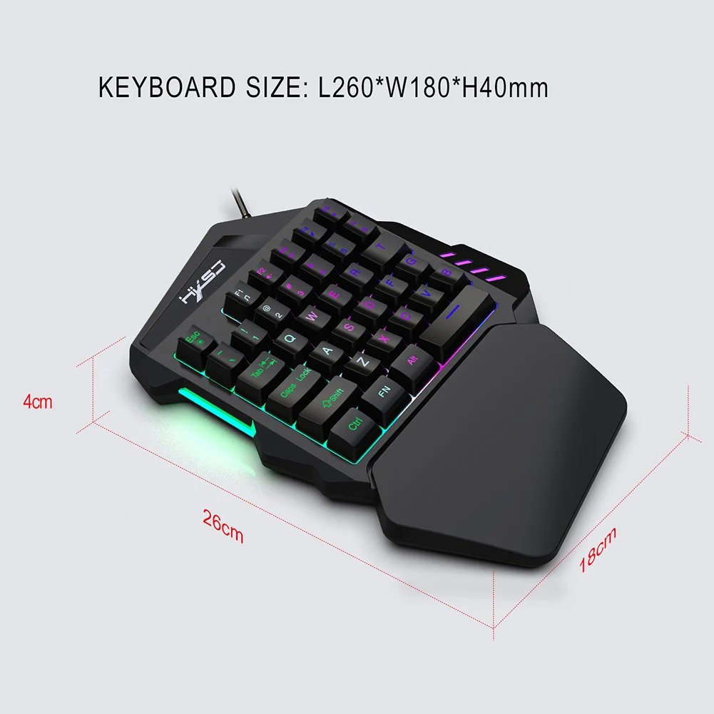 

K13 35 Keys Ergonomic One Hand USB Wired Gaming Keypad Keyboard with Backlight