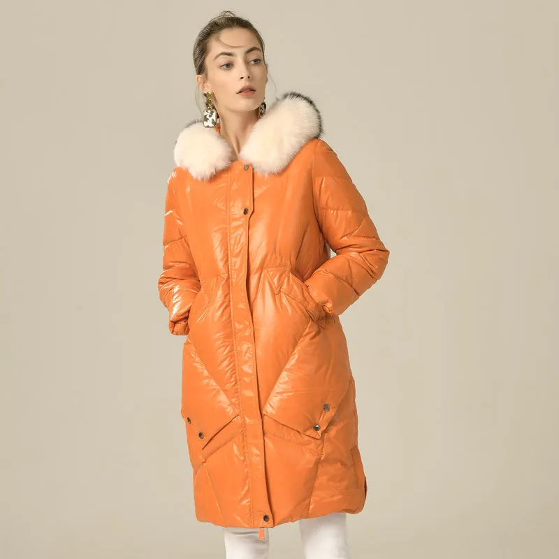 90% белый гусиный пух осень зима пальто и куртки Женская куртка длинные женские