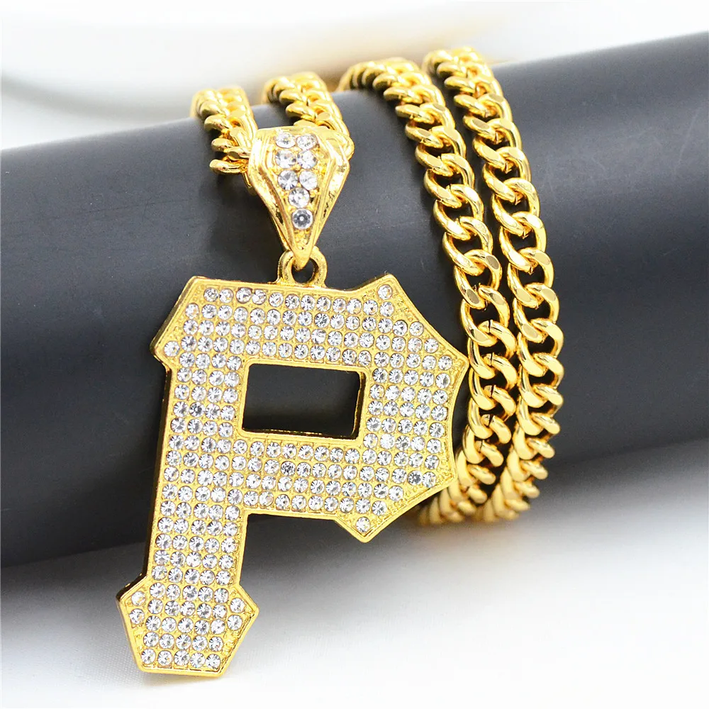 

New Fashion Creative Men's Letter P Tag Exaggerated Hip Hop Necklace Men's Street Rap Hip Hop Pendant Jewelry