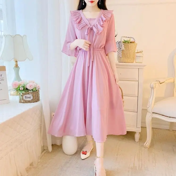 

Gentle temperament chiffon dress fairy dress summer slim dress 2021 new