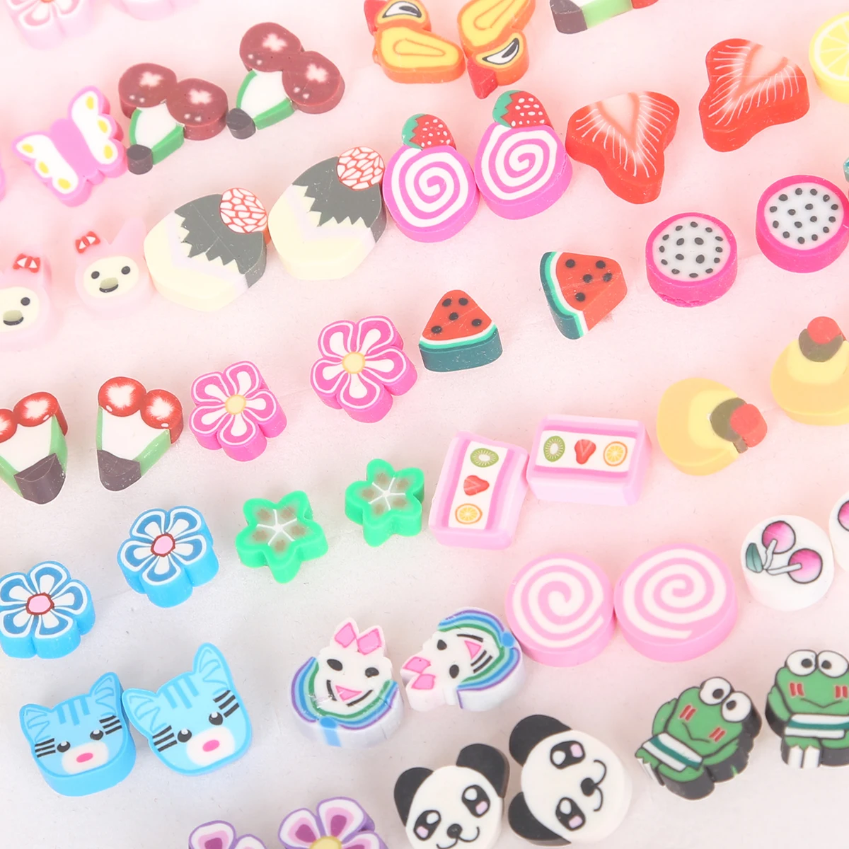 36Pairs/box Mix Cute Cartoon Hypoallergenic Plastic Love Flowers Stud Earrings Set For Women Girl Pearls Jewelry Gift |