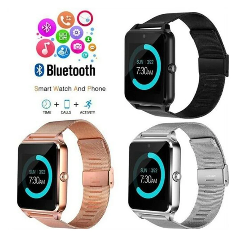 Z60 Смарт-часы с металлическим ремешком поддержка камеры sim-карты TF Bluetooth