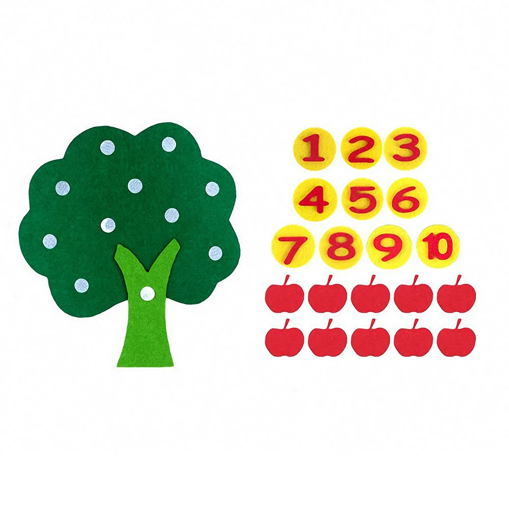 apple tree 1 Набор, сделай сам, войлочная ткань, детские развивающие игрушки, яблоня, для детей, цифровые когнитивные Монтессори, Обучающие, Обучающие принадлежности, ремесло - Цвет: apple tree