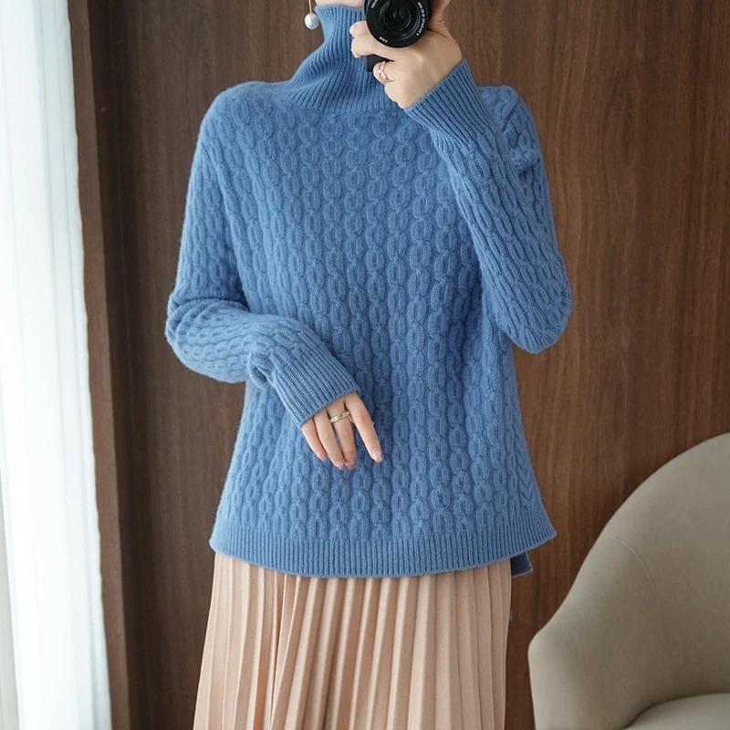 adohon 2020 woman winter 100% Cashmere sweaters autumn knitted Pullovers High Quality Warm Female thickening Turtleneck