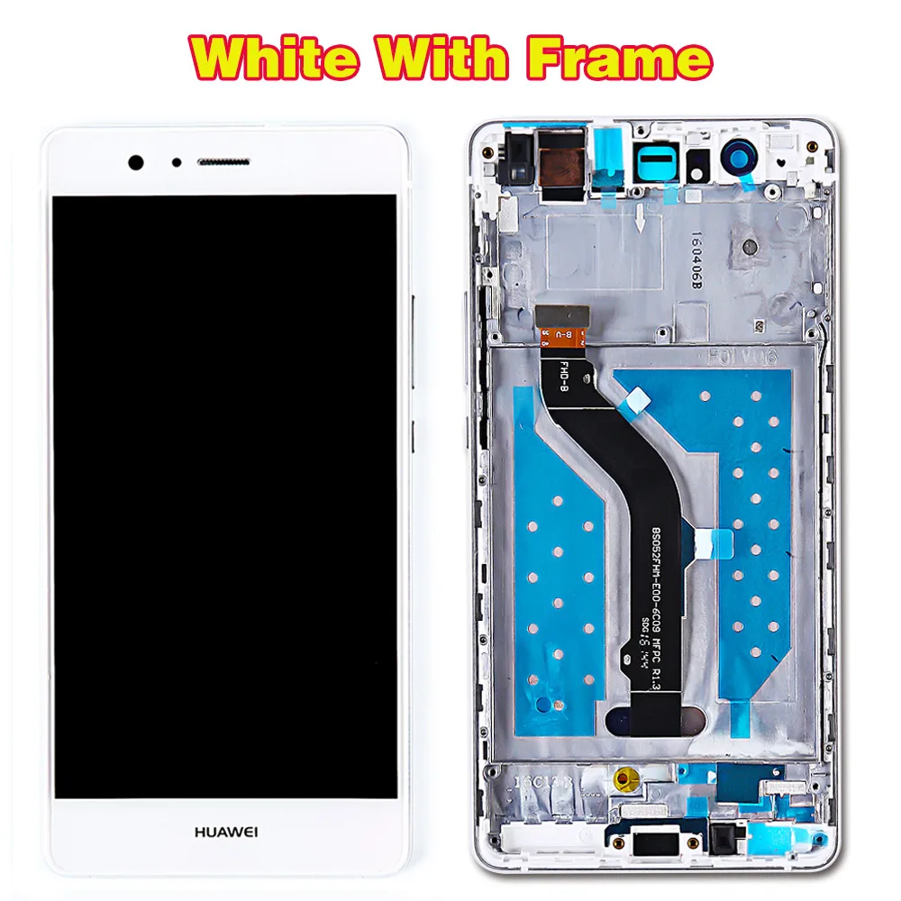 White with Frame huawei P9 Lite 5,2 дюймовый ЖК-дисплей кодирующий преобразователь сенсорного экрана в сборе рамка с олеофобным покрытием 10 мультитач - Цвет: White with Frame