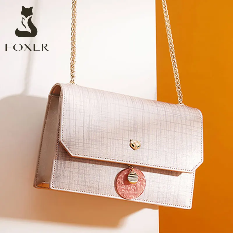 FOXER модные женские сумки на плечо кошелек из коровьей кожи для женщин через с