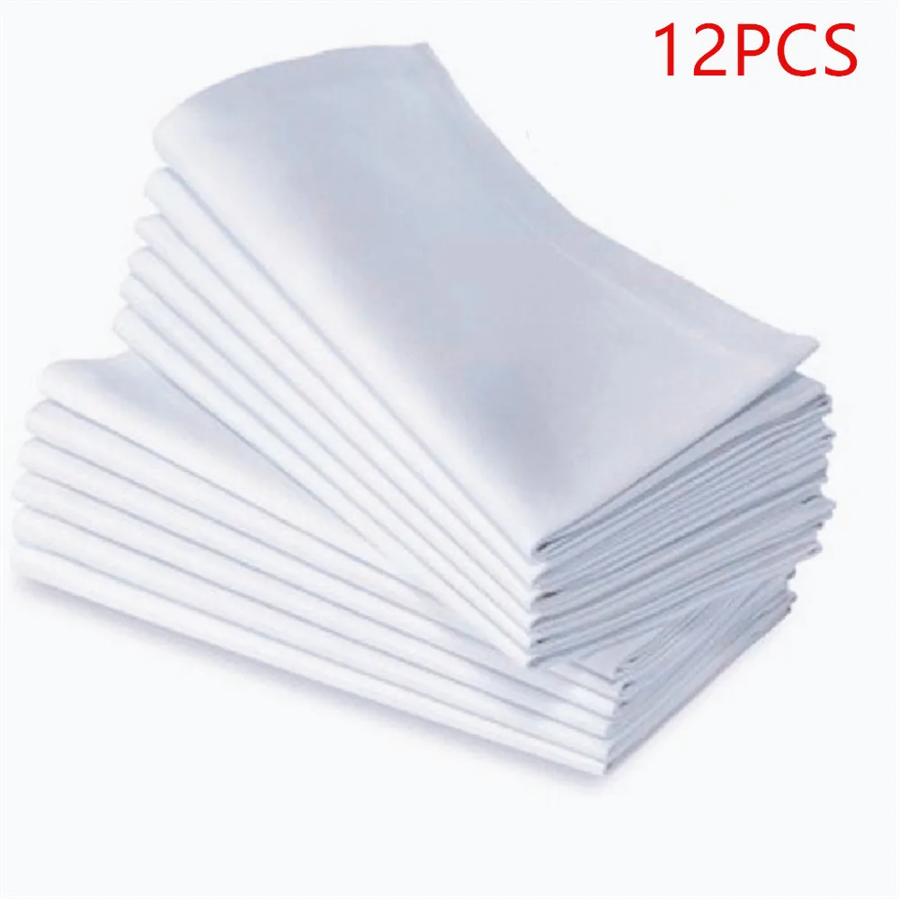 12PCS/linen white 48*48 cm cotton restaurant dinner cloth high quality hotel brand new napkins for formal western dining occasio