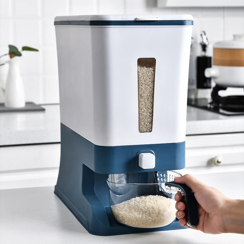 

12Kg Food Grain Rice Container Sealed Rice Bucket Dispenser Box Transparent Moisture Proof Grain Powder Boxes Storage