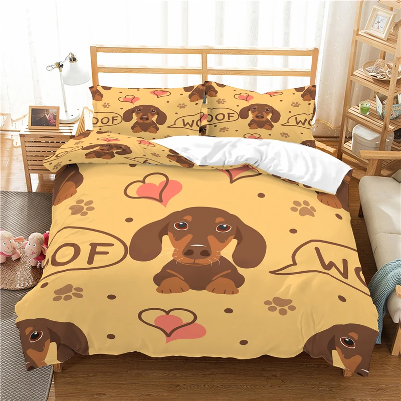 

Home Living Luxus 3D Schnitt Hund Druck 2/3Pcs Komfortable Bettbezug Kissenbezug Bettwäsche-sets Königin und König EU/US/AU Größ