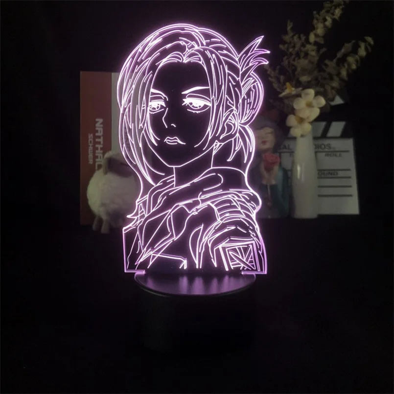 

LED Cartoon Night Light Annie Leonhart Figure Acrylic 3D Lava Table Lamp With Touch Sensor Attack on Titan Nightlight Kids Gift