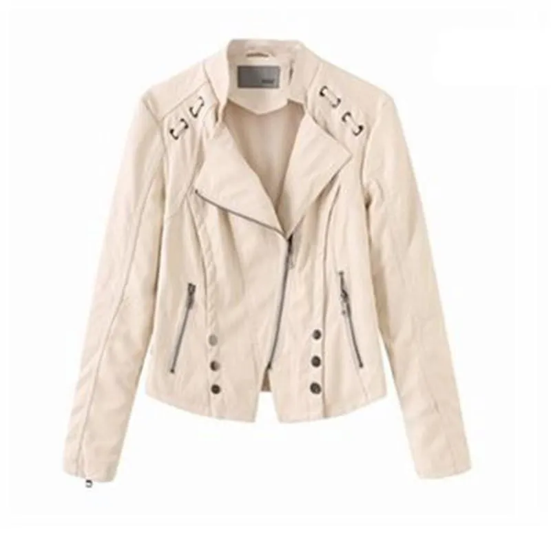 Новинка весна осень женские кожаные куртки приталенные Женский мотоциклетный