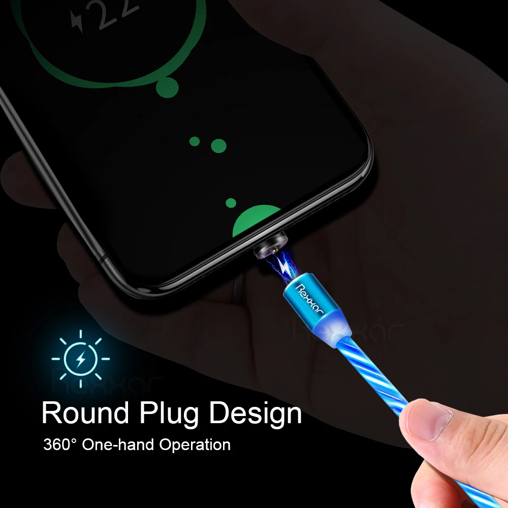 Rexxar Магнитный кабель type C Micro USB светодиодный магнитный usb-кабель для зарядки для Apple IPhone X 7 8 6 Xs Max XR samsung s9 Xiaomi шнур