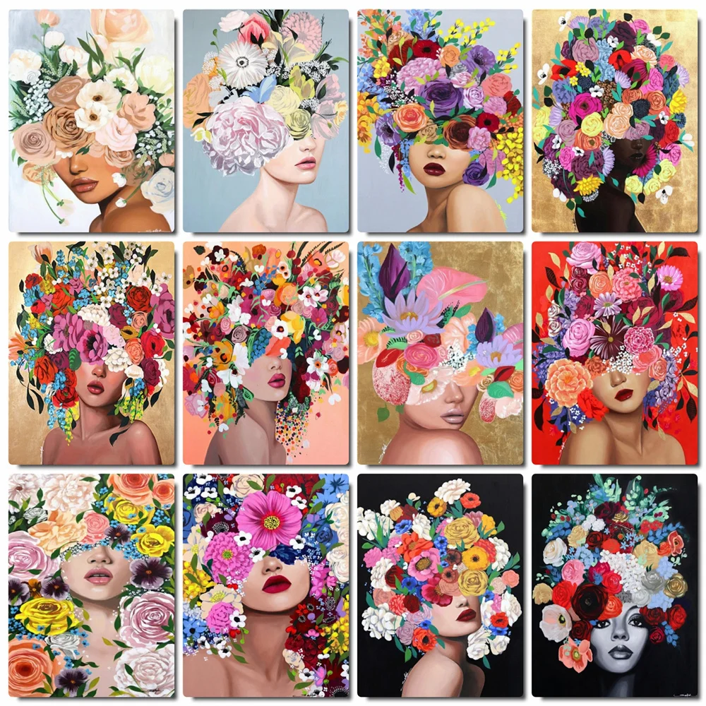 

HUACAN Paint By Numbers Figure Wall Art On Canvas Drawing Unique Gift Picture By Numbers Flower Girl For Living Room