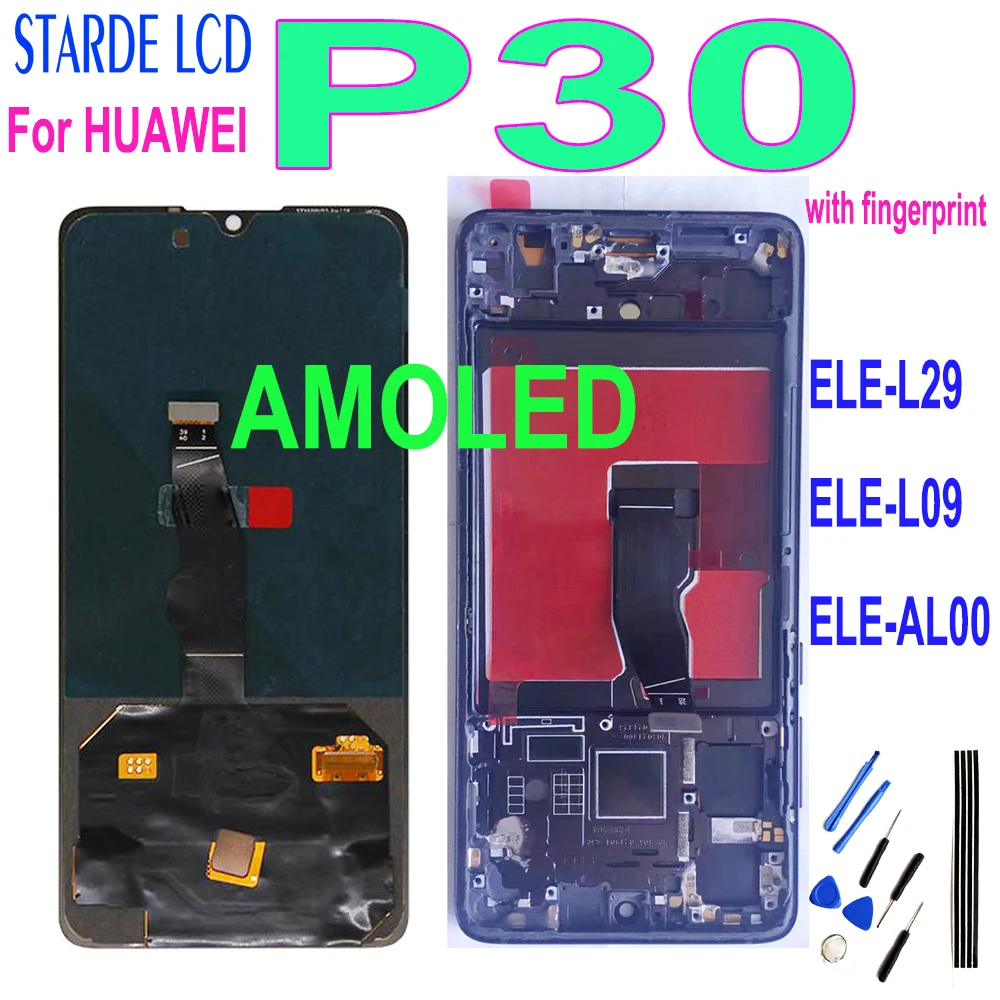 SUPER Amoled For HUAWEI P30 LCD Display Touch Screen Digitizer Replacement Parts For Huawei P30 ELE-L29 ELE-L09 ELE-AL00 Screen