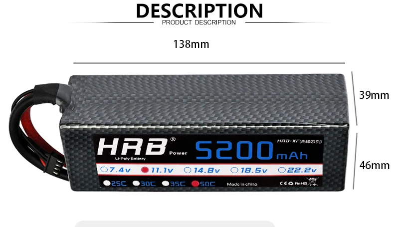HRB 3S 11,1 V Lipo аккумулятор 3000mah 3300mah 3600 4000mah 4200 mah 5200mah 6000mah 7000mah T Deans XT60 TRX разъем RC запчасти для автомобилей Жесткий Чехол