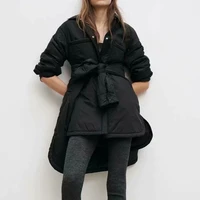 fashion new womens 2021 autumn and winter style lapel straight tube loose casual mid length solid color cotton coat women