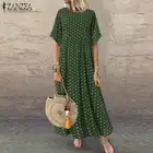 Женский сарафан в горошек ZANZEA, винтажное летнее богемное пляжное длинное платье с коротким рукавом, женское платье с принтом