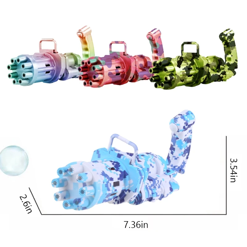 

4XBC 2-in-1 Electric Outdoor Bubble Maker Playset Gatling Bubble Toy Bubble Blowing Machine Sport Outdoor Toy for Kid Toddler