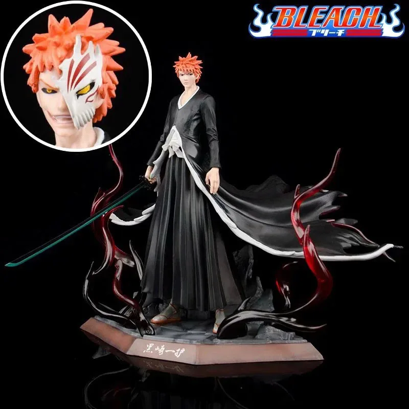 

Kurosaki Ichigo Anime Figure Bleach 28cm PVC Action Figurine Manga Bankai Mode Changeable Head Collection Statue Model Toys