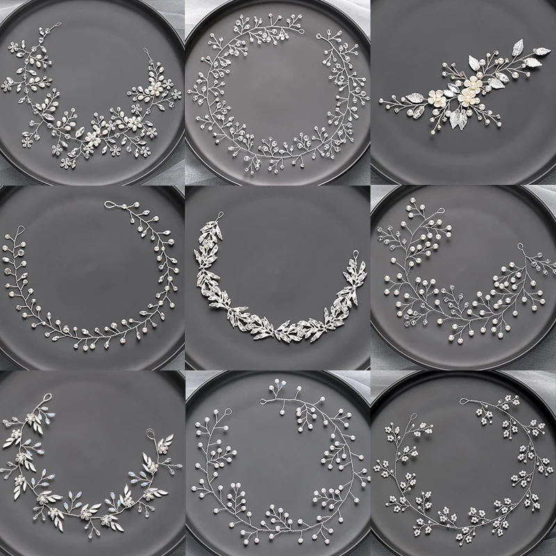 Fashion Pearl Hair Bands Vines Handmade Copper Crystal Headbands For Wedding Hair Acccessories Women Jewelry