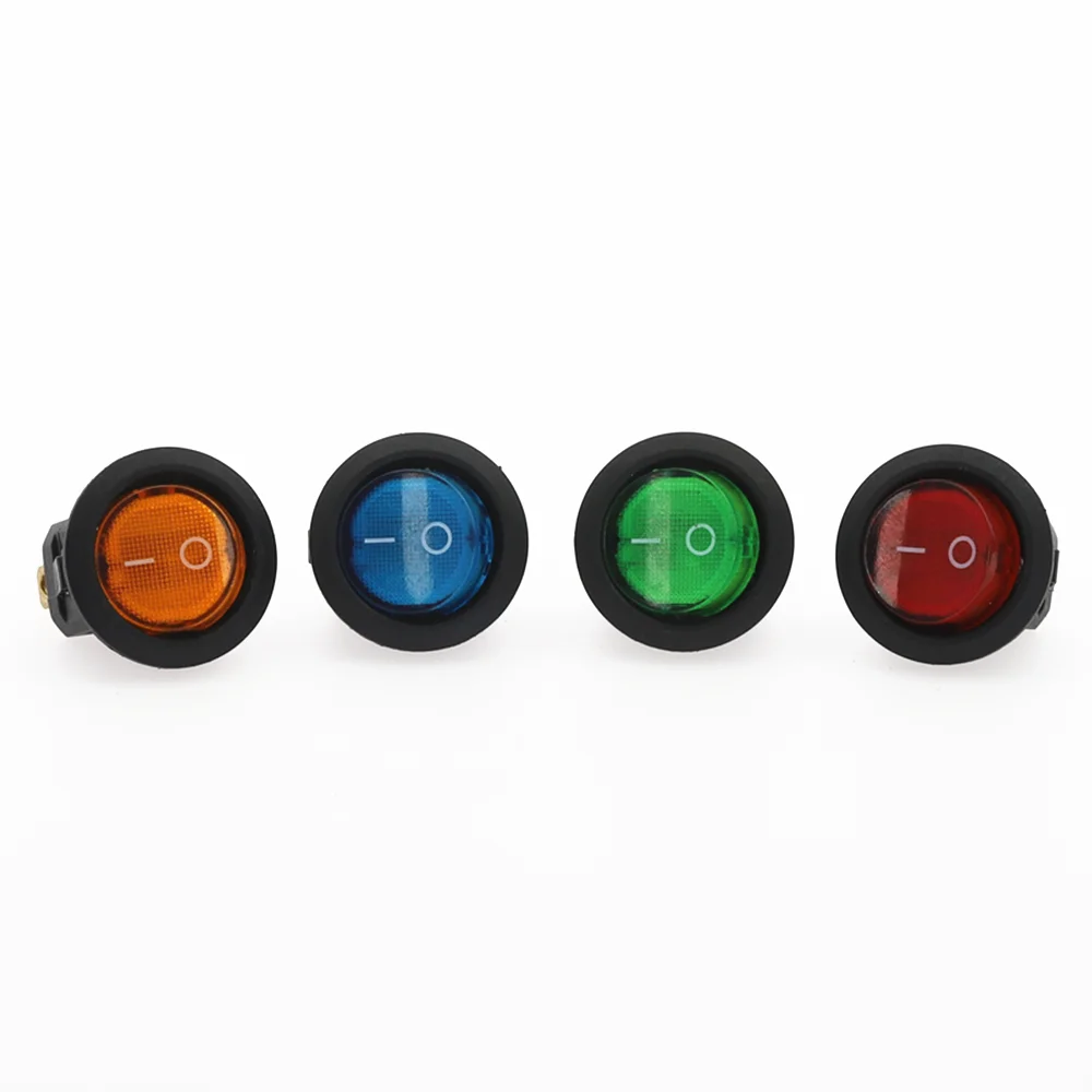 4 шт. KCD1 220V красные синие зеленый желтый светильник ВКЛ ВЫКЛ SPST Круглый тумблер