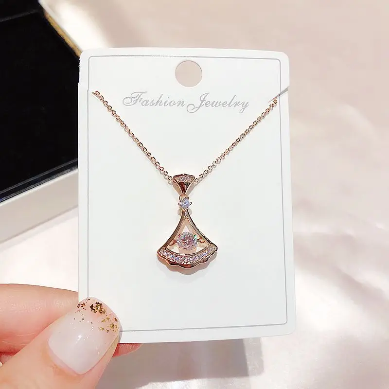 Изысканное Секторное ожерелье с кулоном из розового золота, кубический цирконий, геометрической формы, ожерелье, модные женские ювелирные изделия