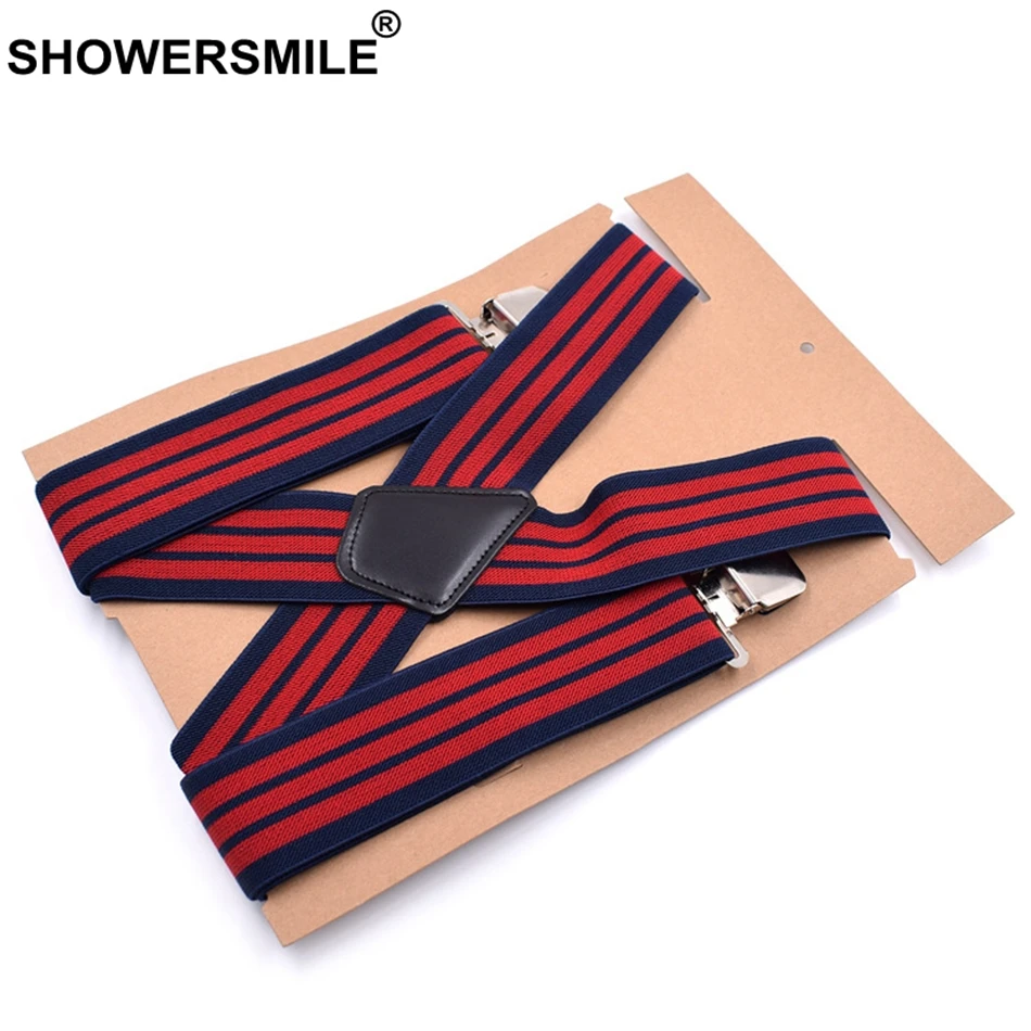 SHOWERSMILE в красно белую полоску на бретельках шириной 5 см лямках для Для мужчин 4